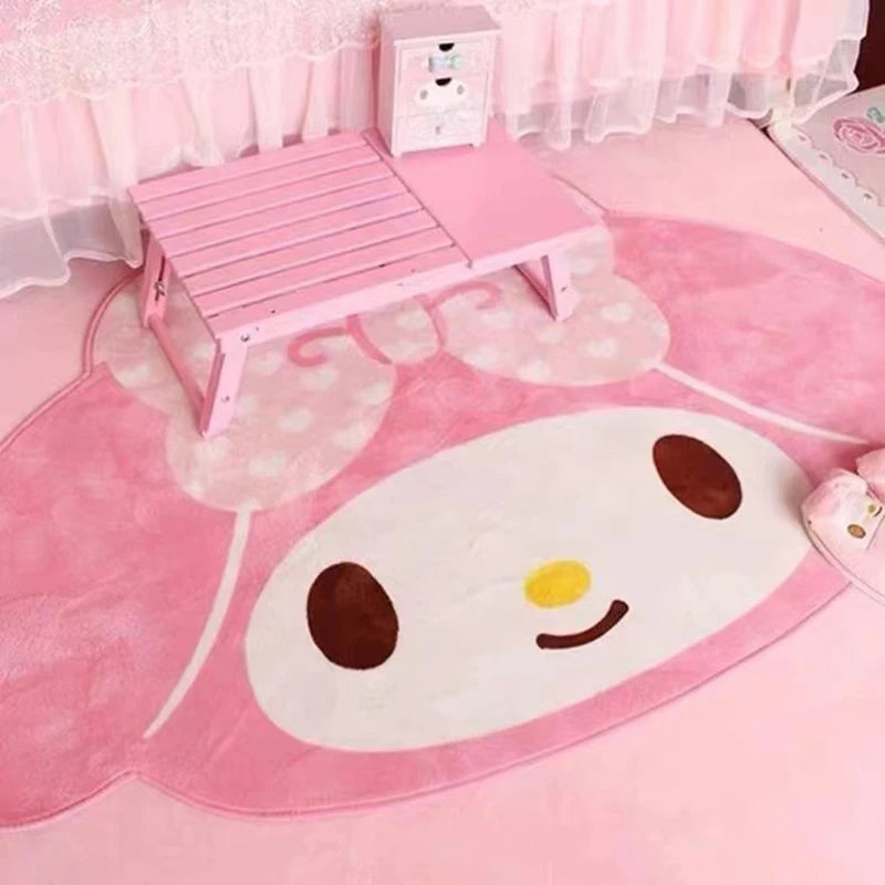 Tapete Sanrio Melody de 60 a 120 cm, ideal para cabeceira, tapete de chão, tapete para penteadeira, tapete decorativo para quarto ou sala