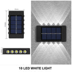 Luminária de parede solar externa à prova d'água, alimentada por energia solar, com iluminação para cima e para baixo, ideal para decoração de casa, jardim e quintal