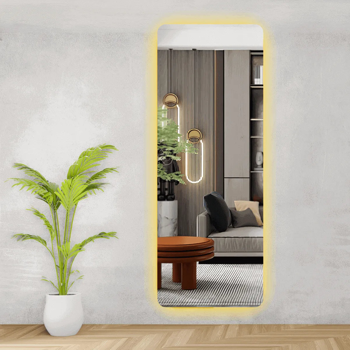 Espelho Grande com LED Sala Luxo 140x60cm Modelo LuGz