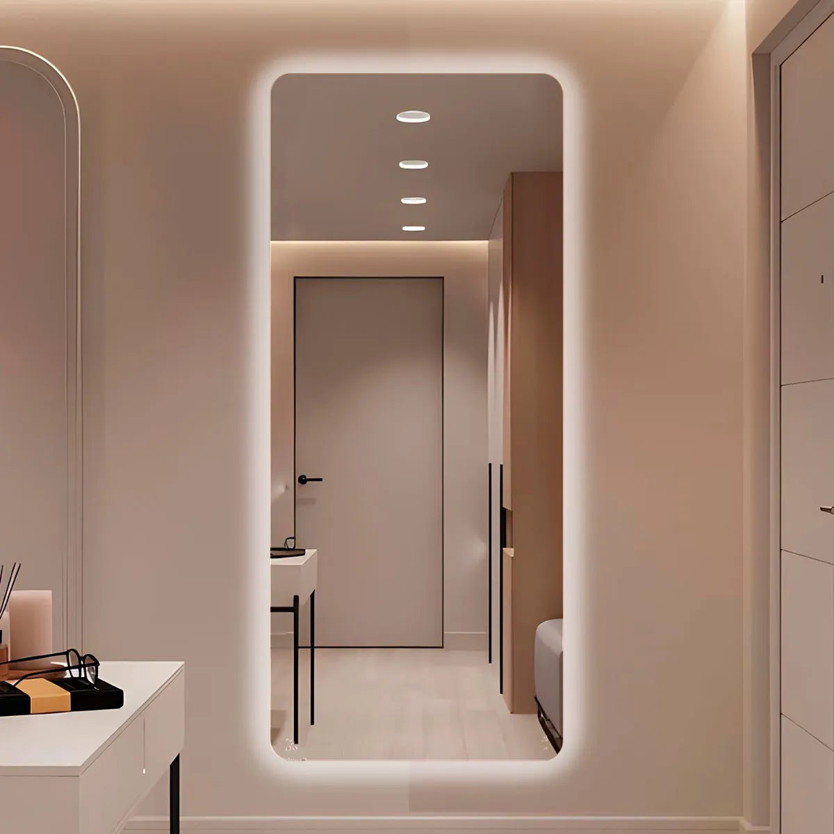 Espelho Grande com LED Sala Luxo 140x60cm Modelo LuGz